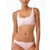 Anne Cole Studio Coral And White Striped Bikini Top