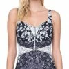 Gottex Camellia Shaped Square Tank One Piece Swimsuit