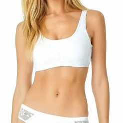 Anne Cole Crochet Spliced Bikini Bottom In White