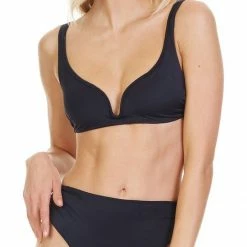Tori Praver Chloe Plunge Bikini Top In Black