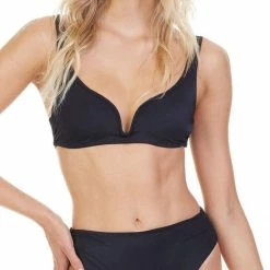 Tori Praver Chloe Plunge Bikini Top In Black
