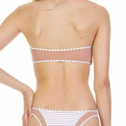 Bikinis Tori Praver Royale Bandeau Bikini Top In Rose Gold Stripe