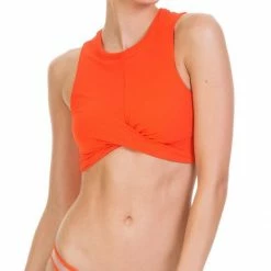 Bikinis Tori Praver Manon Fine Rib Bikini Bottom In Hot Orange