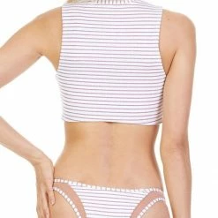 Bikinis Tori Praver Manon Fine Rib Bikini Bottom In Rose Gold Stripe