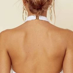 Bikinis Blue Life Vixen Halter Top In White Jacquard 390-2516-WHT