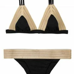 Beach Bunny Sheer Addiction Bikini Bottom In Black And Gold