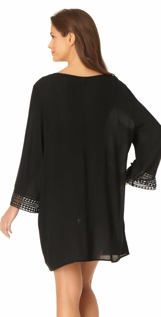 Anne Cole V-Neck Tunic Cover-up In Black Resort Wear 4 Anne Cole V-Neck Tunic Cover-up In Black Resort Wear