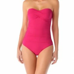 Anne Cole Live In Color Twist Front Bandeau One Piece Swimsuit One Piece Swimsuits