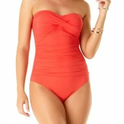 Anne Cole Live In Color Twist Front Bandeau One Piece Swimsuit One Piece Swimsuits