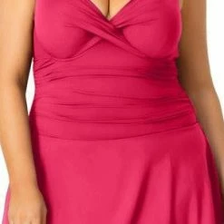 Anne Cole Live In Color One Piece Swim-dress In Berry