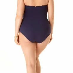 Anne Cole Plus Size Twist Front Shirred Bandeau One Piece Swimsuit One Piece Swimsuits