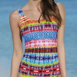 One Piece Swimsuits Sunflair Wild World Mastectomy Scoop Neck One Piece Swimsuit