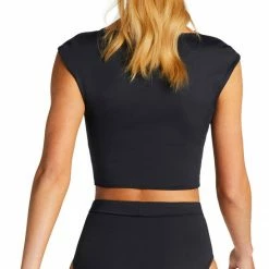 Vitamin A Celia Cap Sleeve Top In Black Swimsuits