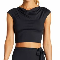 Vitamin A Celia Cap Sleeve Top In Black Swimsuits
