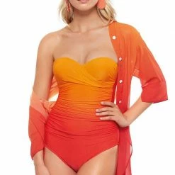 Roidal Brasil Megan Bandeau Underwire One Piece In Orange Ombre One Piece Swimsuits