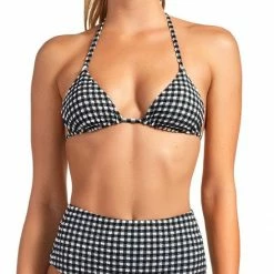 Swimsuits Vitamin A Gia Reversible Triangle Bikini Top In Vichy Black