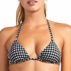 Swimsuits Vitamin A Gia Reversible Triangle Bikini Top In Vichy Black 8 Swimsuits Vitamin A Gia Reversible Triangle Bikini Top In Vichy Black