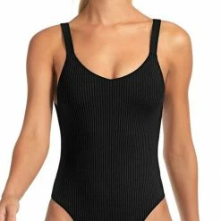 Swimsuits Vitamin A EcoRib Leah One Piece Swimsuit In Black