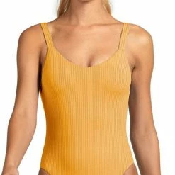 Swimsuits Vitamin A EcoRib Leah One Piece Swimsuit In Marigold