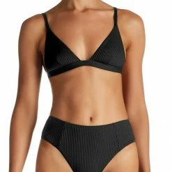 Vitamin A EcoRib Sienna High Waist Bottom In Black Swimsuits