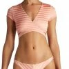 Vitamin A Ballerina Wrap Top In Pink Ballet Stripe Swimsuits