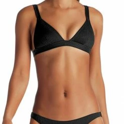 Vitamin A EcoRib Neutra Triangle Bikini Top In Black Swimsuits