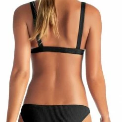 Vitamin A EcoRib Neutra Triangle Bikini Top In Black Swimsuits