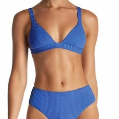 Vitamin A EcoRib Sienna High Waist Bikini Bottom In Beach Blue