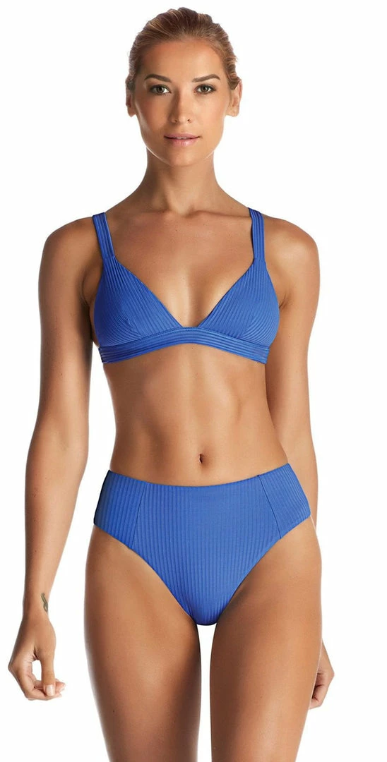 Vitamin A EcoRib Sienna High Waist Bikini Bottom In Beach Blue 4 Vitamin A EcoRib Sienna High Waist Bikini Bottom In Beach Blue