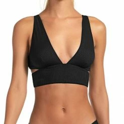 Vitamin A EcoRib Nicole Bikini Top In Black Swimsuits