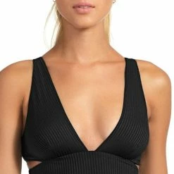 Vitamin A EcoRib Nicole Bikini Top In Black Swimsuits