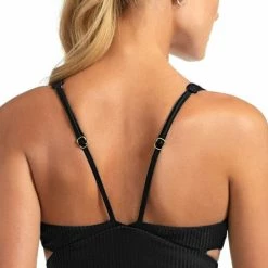 Vitamin A EcoRib Nicole Bikini Top In Black Swimsuits