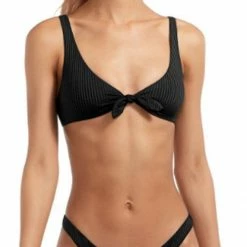 Vitamin A EcoRib Lou Bikini Top In Black Swimsuits