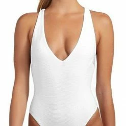 Vitamin A BioRib Alana Full Coverage One Piece Swimsuit In White