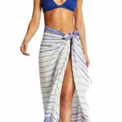 Swimsuits Vitamin A Aluna Organic Cotton Beach Wrap In Blue And White