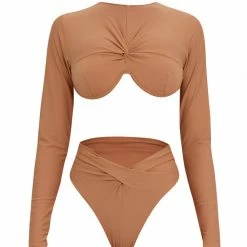 Andrea Iyamah AKACIA NUDE LONG SLEEVE BIKINI