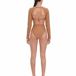 Andrea Iyamah AKACIA NUDE LONG SLEEVE BIKINI