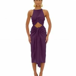 Andrea Iyamah RENI PLUM MIDI DRESS