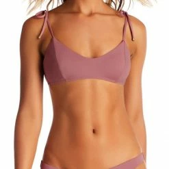 Vitamin A EcoLux Zuma Bralette Bikini Top In Dusty Rose Swimsuits
