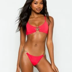 Beach Bunny Swimwear Bikinis Lexi Love Bralette Top - Red