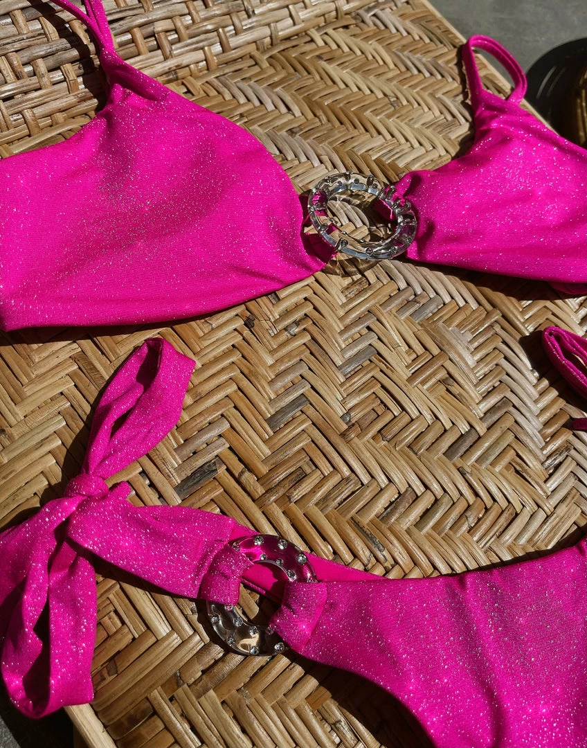 Beach Bunny Swimwear Bikinis Lexi Glitter Bralette Top - Neon Pink 13 Beach Bunny Swimwear Bikinis Lexi Glitter Bralette Top - Neon Pink