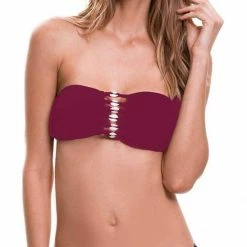 Milonga Basic Shell Bandeau Top In Wine 069 Bikinis