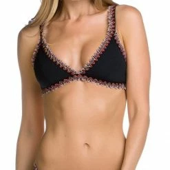 Becca Mardi Gras Crocheted Tie Side Ruched Bottom 514487-BLK