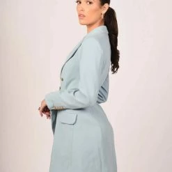 AKALIA COLLECTION Resort Wear Blair Gold Buttons Blazer Dress