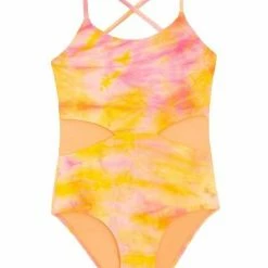 PQ Swim Girls Del Mar Tie Dye Cutout One Piece Swimsuit