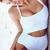 One Piece Swimsuits Chloe Rose Carnation Cut Out One Piece In White