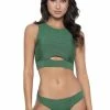 PQ Swim Emerald Key Hole Crop Top Bikinis