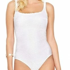One Piece Swimsuits Gottex Essence Square Neck Tank One Piece Swimsuit In White