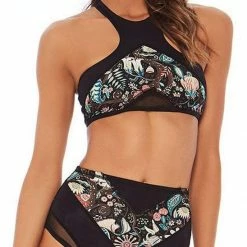 L*Space Bikinis L Space Liberty Floracopa Sierra High Neck Top LASIT17-LIF