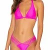 Luli Fama Cosita Buena Bikini Triangle Halter Top In Poppin Pink Bikinis